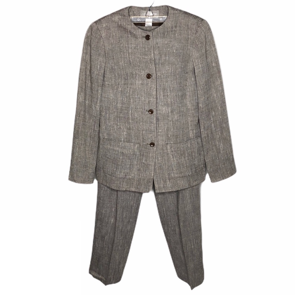 Vintage Liz Claiborne Taupe Linen Blend Pants Suit